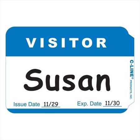 C-LINE PRODUCTS C-Line Products 92245BNDL10BX Pressure Sensitive Badges  Visitor  Blue  3 .5 x 2 .25  100-BX - Set of 10 BX 92245BNDL10BX